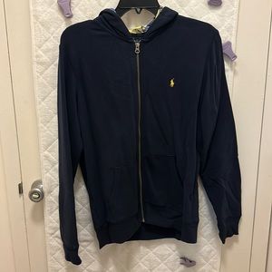 Navy Ralph Lauren polo zip up hooded jacket with plaid inside